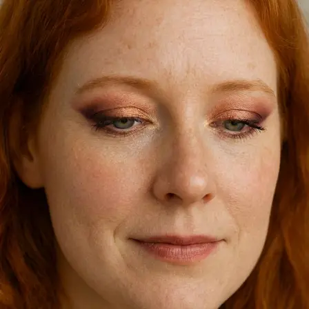 Woman wearing an eye makeup look rendered on her own selfie by BeautySpark