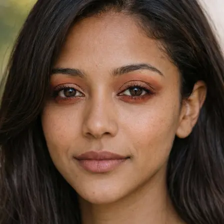 Woman wearing an eye makeup look rendered on her own selfie by BeautySpark