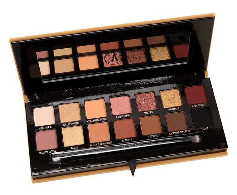Eyeshadow palette with a marker on each pan and a seasonal compatibility bar beside it