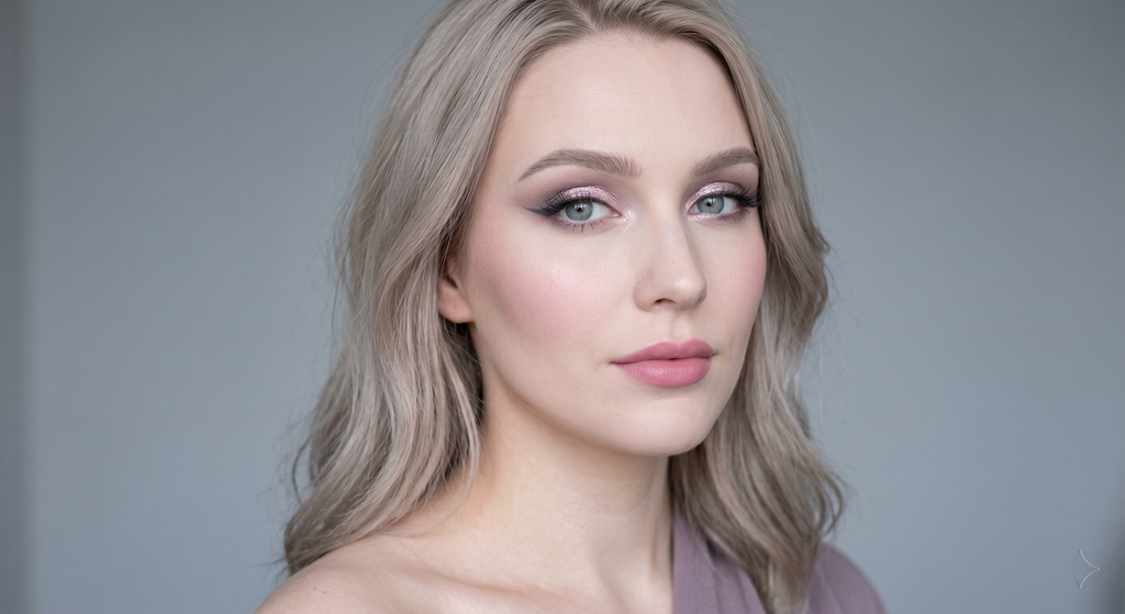 Pink-silver halo eye with cool gray-taupe wing on Light Summer coloring