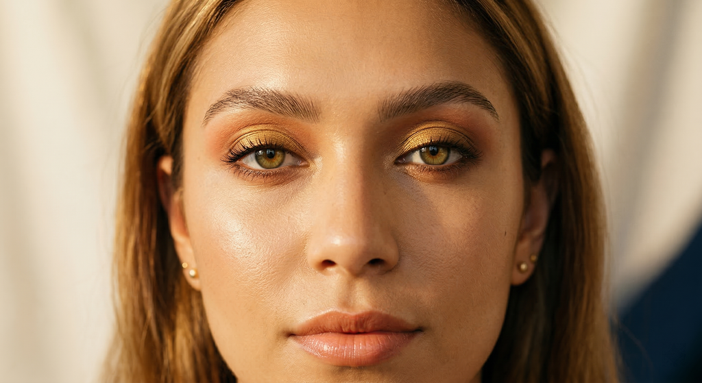 90s Supermodel Brow and Glow eye look adapted for True Spring coloring