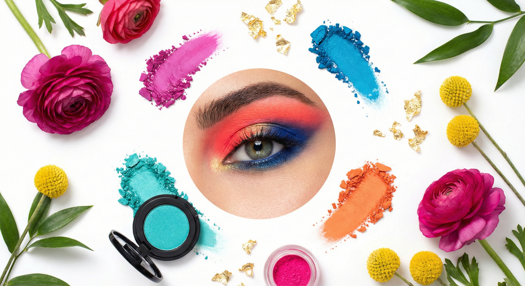 Bright Spring color palette with vivid warm makeup colors