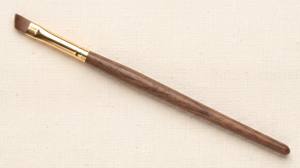 Small, flat angled liner brush with stiff bristles for gel eyeliner and brows