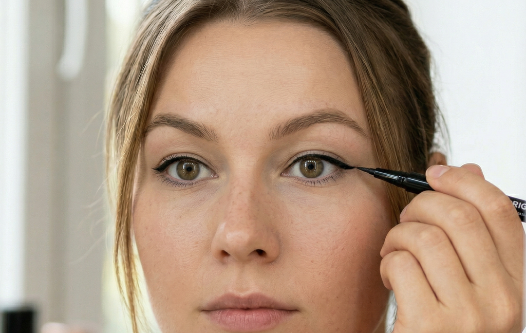 Open-eye eyeliner application on hooded eyes