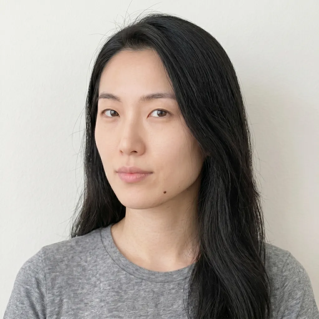 Selfie taken from above at an angle with head tilted creating uneven lighting across face